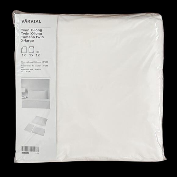 IKEA VARVIAL White Cotton Jersey X-Long Twin Sheet Set